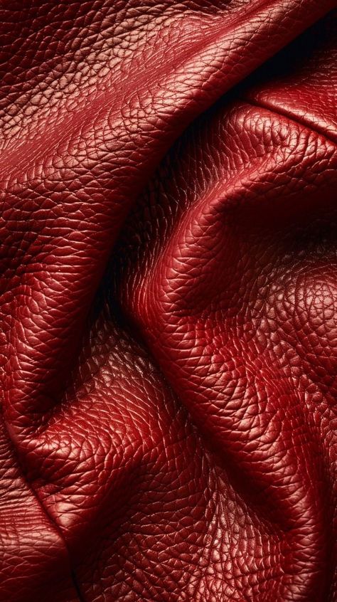 Close-up of richly textured red leather
